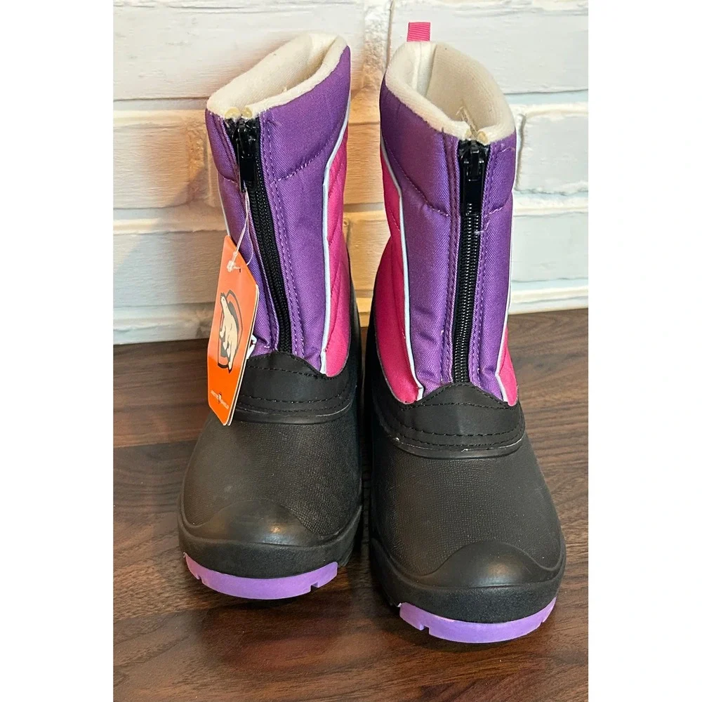 NWT Arctic Shield Kids Pink Purple Snow Boots Waterproof Winter Shoes Size 4 New